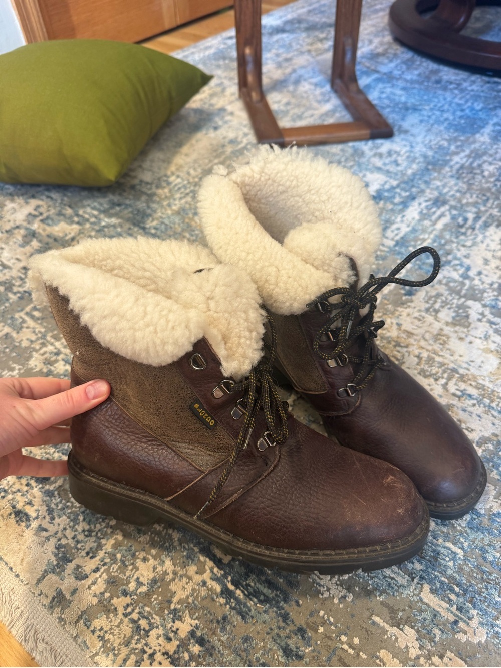 Blondo Brown Leather Shearling-Lined Winter Lace-Up Boots
